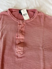 Ralph Lauren RRL Mens Knit Cotton Henley Shirt, Coral Toned, M