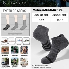 12 Pairs Mens Cushion Ankle Socks, Athletic Running, Low Cut, Breathable