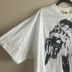 EMORTAL Saber Tooth Skull Graphic Tee White Streetwear Oversized USA XXL Y2K 90s