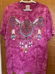 VTG Native American Dreamcatcher Tee Ragtops Tie Dye Feathers Aztec Large USA