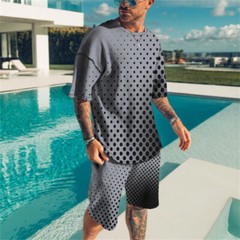 Men’s Outfit 2-Piece Set Short Sleeve T-Shirts and Shorts Sweatsuit Set Summer
