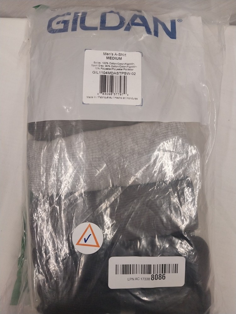 Gildan Mens A Shirt Multicolor Tag Free Cotton Size M. 5 Pack