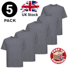 Mens Plain T-Shirt 5 Pack 100% Cotton Heavy Blend High Quality Short Sleeve Tee