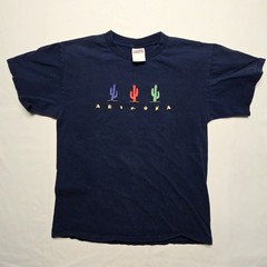 Vintage Arizona Cactus Graphic Tee Navy Blue Mens L Shirt Embroidered T-shirt