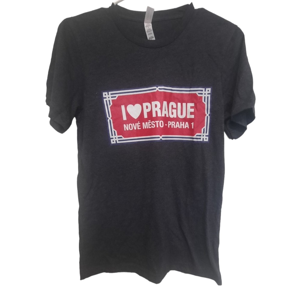 I Love Prague Czech Republic Short Sleeve T-Shirt Size Small Black EUC