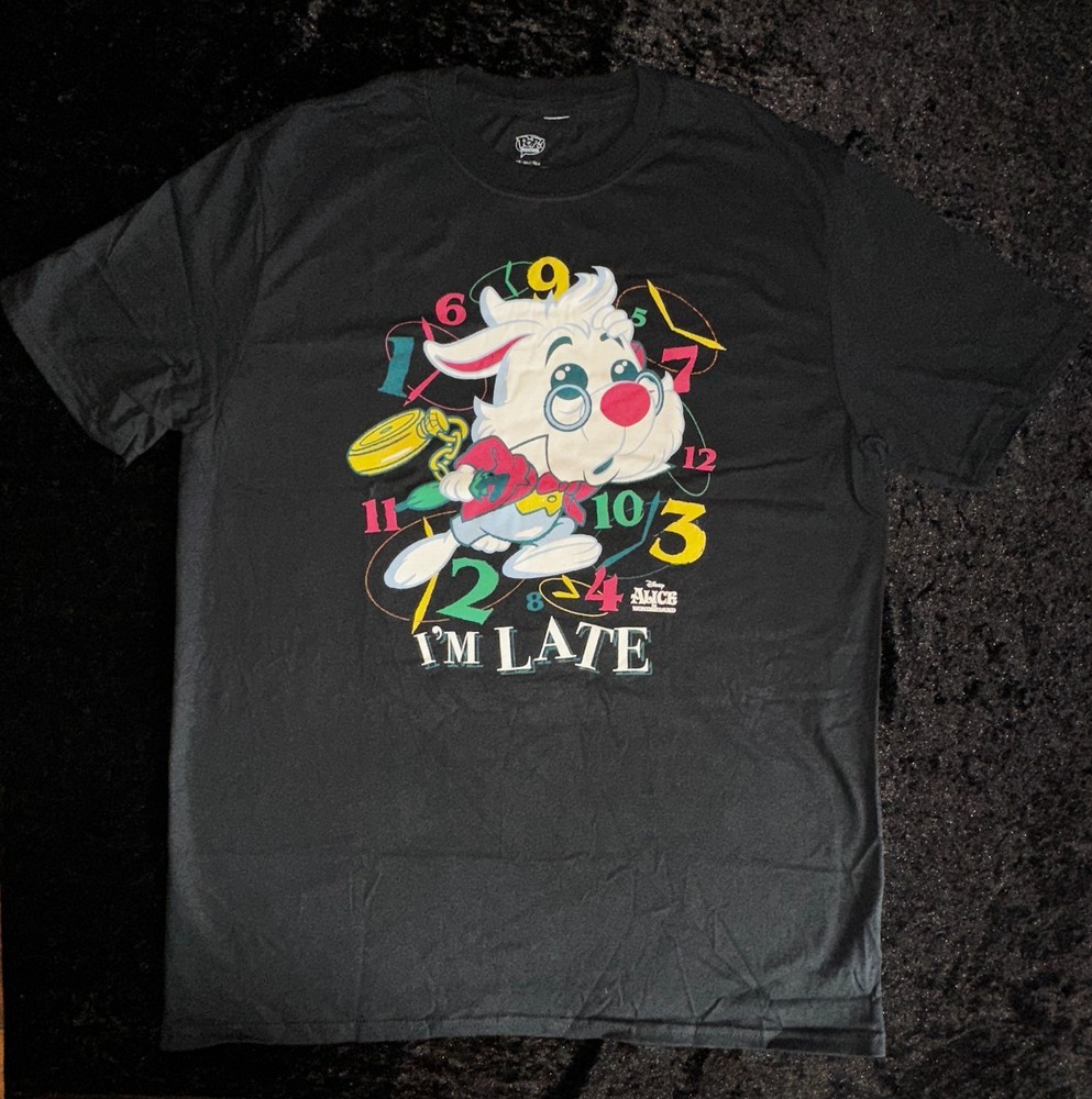 Funko Pop Tees – Alice In Wonderland – White Rabbit “I’m Late” T-Shirt Size L
