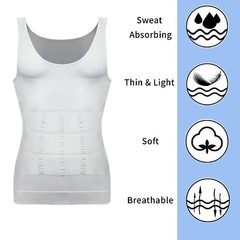 3 Pack Men’s Compression Shirt Slimming Body Shaper Vest Tummy Control Shapewear