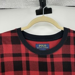 Polo Ralph Lauren Long Sleeve Waffle Knit Thermal Shirt Red Black Plaid XXL 2XL