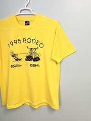 Vintage 90s Rodeo T-Shirt Yellow XL Fruit of the Loom Best USA Made Bull