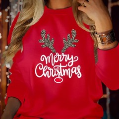 LEOPARD RED Nose Merry Christmas Shirt Reindeer Lapland Xmas Sweatshirt 5092