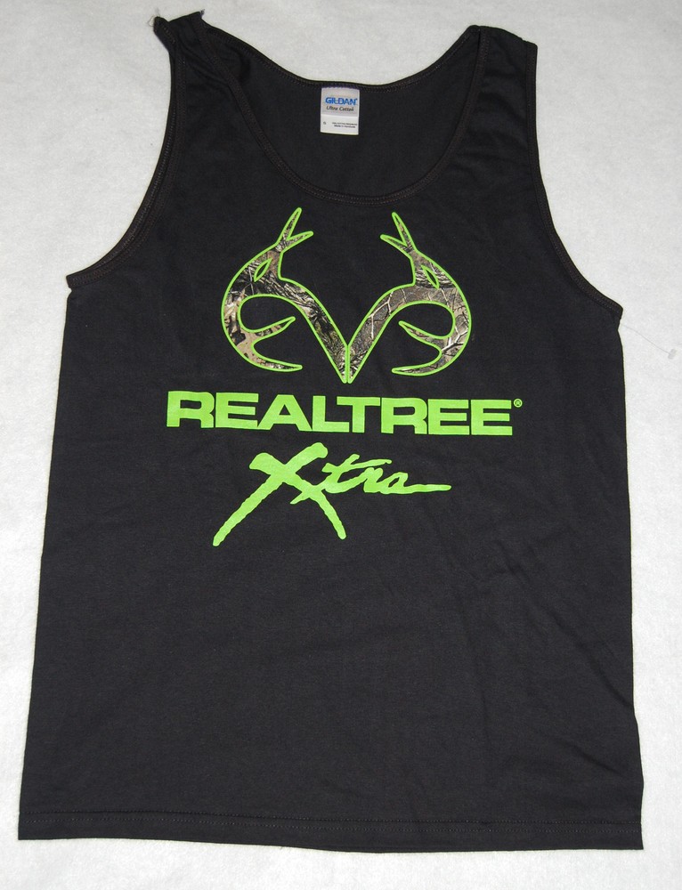 MENS Tank Top S 34-36 M 38-40 REALTREE XTRA Antler Black NEON GREEN Camo