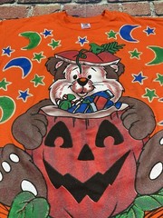 Vintage 90s Trick Or Treat Halloween Bear FREEZE All Over Print T-Shirt Size XL