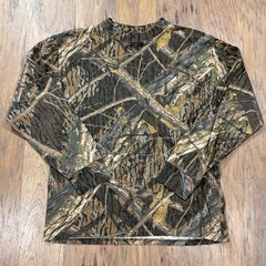 Vintage Mossy Oak Shirt Mens XL Shadow Branch Camo Mock Neck Cotton Hunting Y2K