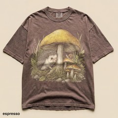 Vintage Woodland Hedgehog Mushroom Comfort Tee