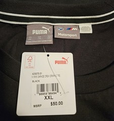 Puma BMW Motorsport Men’s Garage Crew Black Short Sleeve T-Shirt Size 2XL NWT