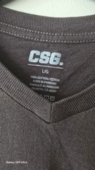 CSG Men’s Size Large Chocolate Cotton Short Sleeve V Neck Basic Tee