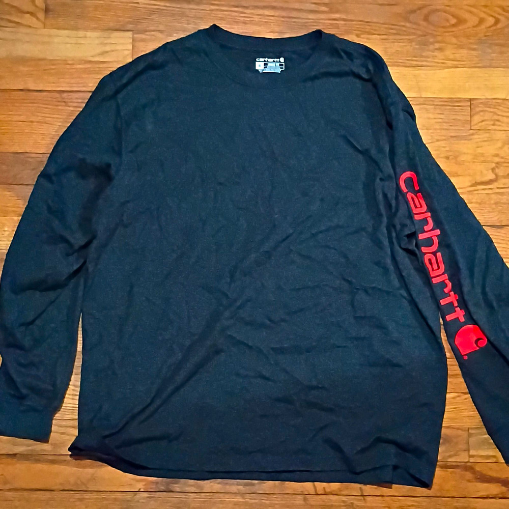 Carhartt Men’s XL T-Shirt Carbon Heather Long Sleeve Loose Fit Logo TK0231-M