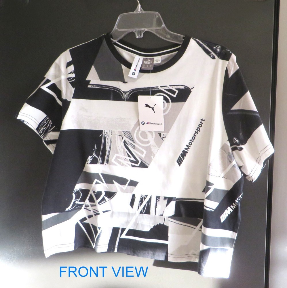 NWT Puma BMW Motorsport MMS WMN Street tee Men’s T Shirt White Black Sz: XL/TG