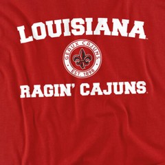 University of Louisiana at Lafayette Adult T-Shirt Circle Logo, Red, S-5XL