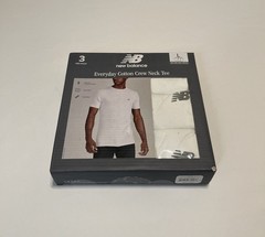 New Balance Men’s Size L 3 Pack White Tag Free Cotton Crew Neck Tee NIB