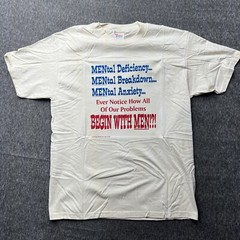 hanes heavyweight 50/50 Vintage Off White Shirt size Large Men Graphic