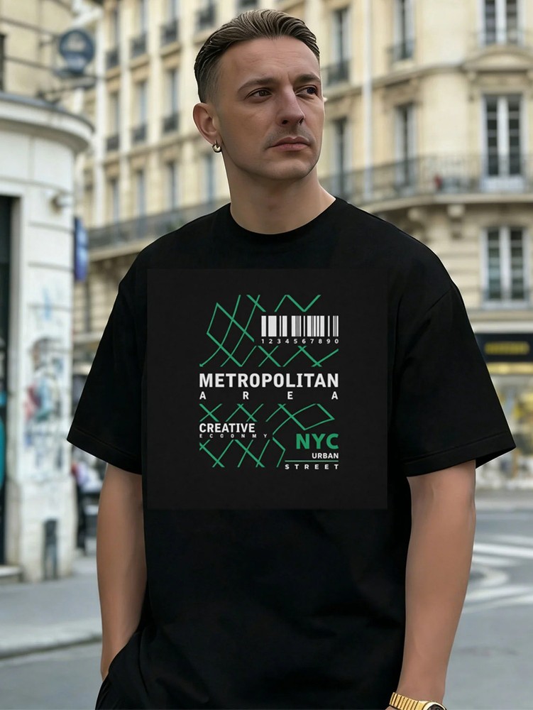 NYC Urban Street City Print Tee 100% Cotton Men Fashion Streetwear T-Shirt