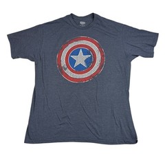 Marvel MCU Captain America Shield Retro Tee T-Shirt Short Sleeve Blue Adult XL