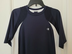 Champion Double Dry Athletic Tee T-Shirt – Medium – Blue/White – Excellent Cond