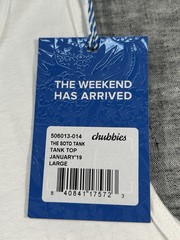 Chubbies Soto Tank Top Mens Large White Skys Out Thighs Out Sleeveless Pullover