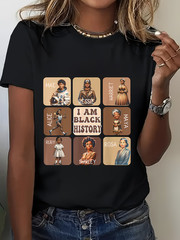 1pc 100% Women’s Pattern T-Shirt- Black History Month Celebrity Design
