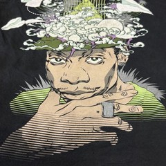 Wiz Khalifa Shirt Mens Medium Black Portrait Smoke Graphic Hip Hop Rap Music Tee