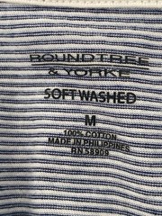 Round Tree Yorke Top SS Blue White Striped Crew Round Collar Tee T Shirt 22 in m