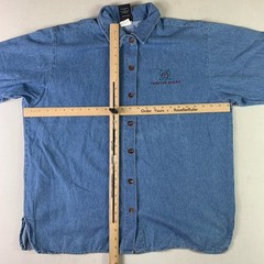 vtg 90s Mighty Ducks Original Produck Shirt Chambray Mens Large Blue Made in USA
