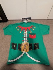 Elf Shirt Large Green Costume Santa Helper Christmas Crew Neck Short Sleeve