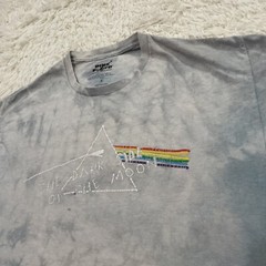 PINK FLOYD Shirt Men S Blue Dark Side of the Moon Rock Music Spellout Graphic