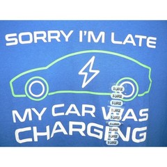Academy Sports Sorry I’m Late My Car Was Charging Short Sleeve Crew Tee XL $20