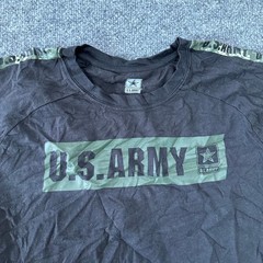 U.S. Army T-Shirt Mens Size Large Black Camo Shoulder Tape Graphic Logo Crewneck