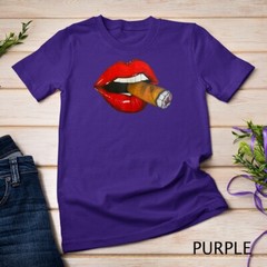 Sexy Women Smoke Cuban Cigar Lit Red Lips Smoking Cigar T-Shirt Unisex T-shirt