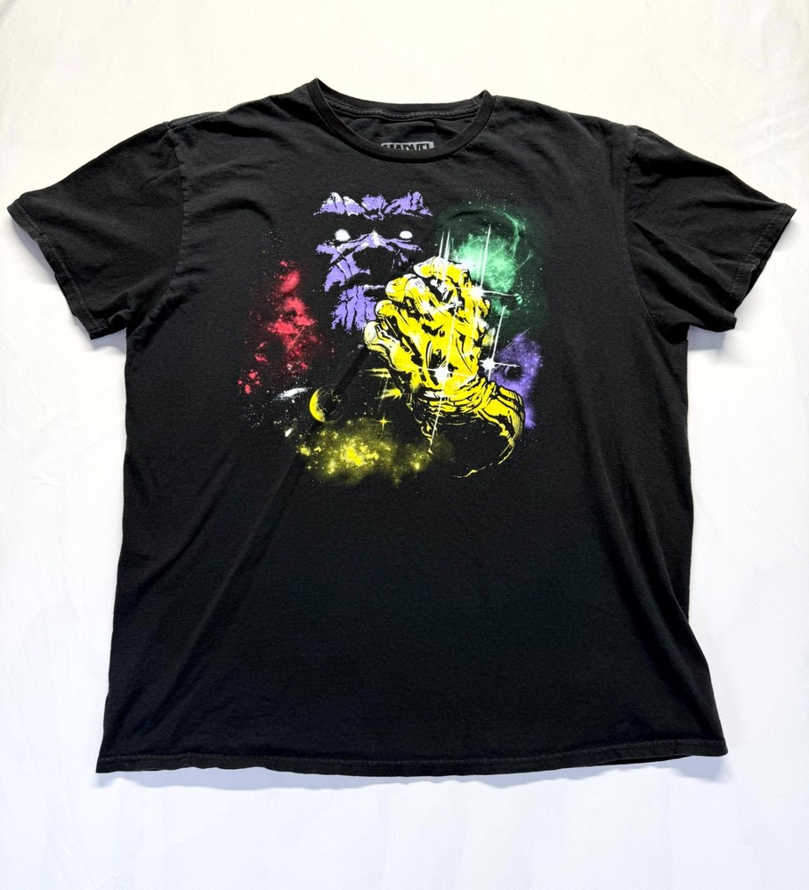 Marvel T Shirt Mens Large Black Graphic Infinity War Gauntlet Thanos Cotton
