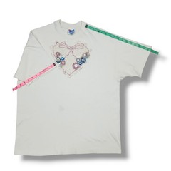 Vintage Hanes Beefy-t Crochet Heart Button Lace White 90’s T-Shirt Unisex XL