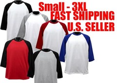 Men’s Raglan T-Shirt Baseball 3/4 Sleeve Henley Casual Cotton Sports Shirt