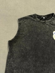 Vintage Miller Lite Tank Top Men Large Black Fine Pilsner Beer Graphic Acid Wash
