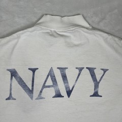 Vintage Navy Long Sleeve T-Shirt Mens XL White Mock Neck Made USA 90s