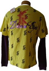 NWT Request Demon Eyes Mens L/S Layered Crew T-Shirt L Vibrant Yellow MSRP$45