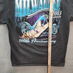 Biker Shirt Adult Large Gray Biker Milwaukee Motorcycle Rally Grunge Skater Mens