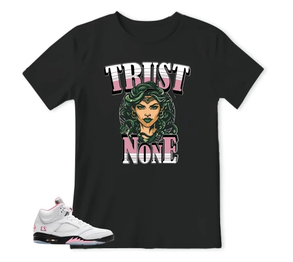 Sneaker Tees Shirt To Match Retro 5 Soft Pink AJ5 , BLACK/WHITE