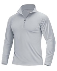 UPF 50+ Mens Long Sleeve T-Shirt 1/4 Zip Sun Shirt Quick Dry Fishing Hiking Tops