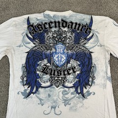 DWNTWN Express Shirt Mens Large White Blue Graphic Ascendance Luster Tattoo Tee