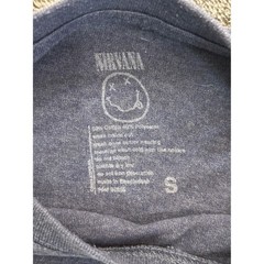 Nirvana Smiley Face Graphic T-Shirt Mens Small Blue Heather Rock Band Tee