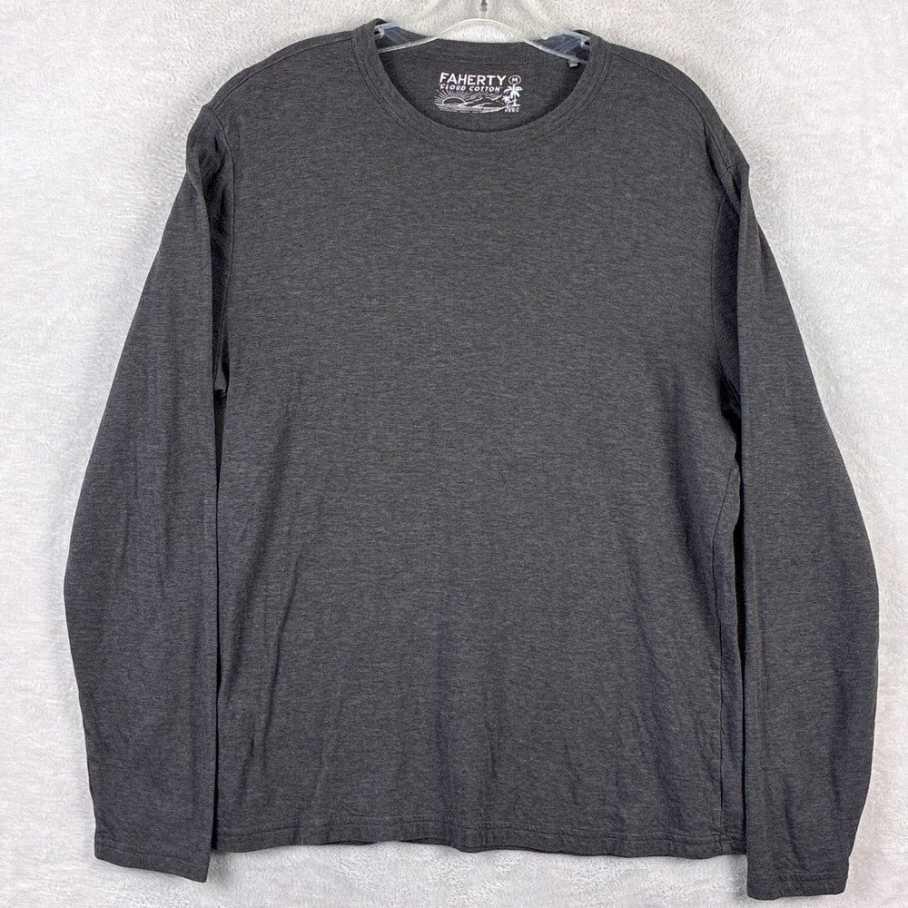 Faherty TShirt Mens M Gray Cloud Cotton Preppy Classic Long Sleeve Huckberry